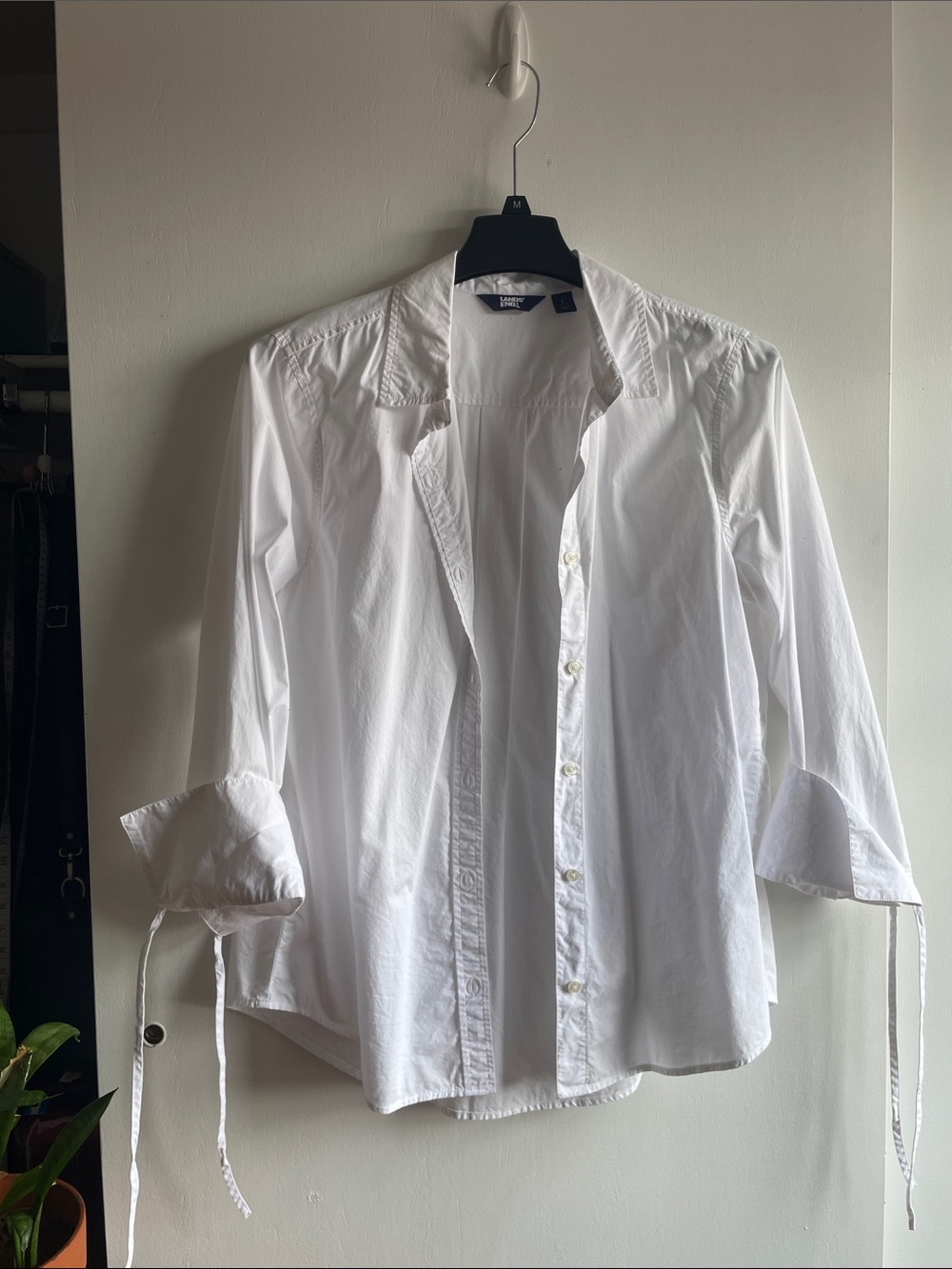 Lands End Crisp White Button-Down Shirt